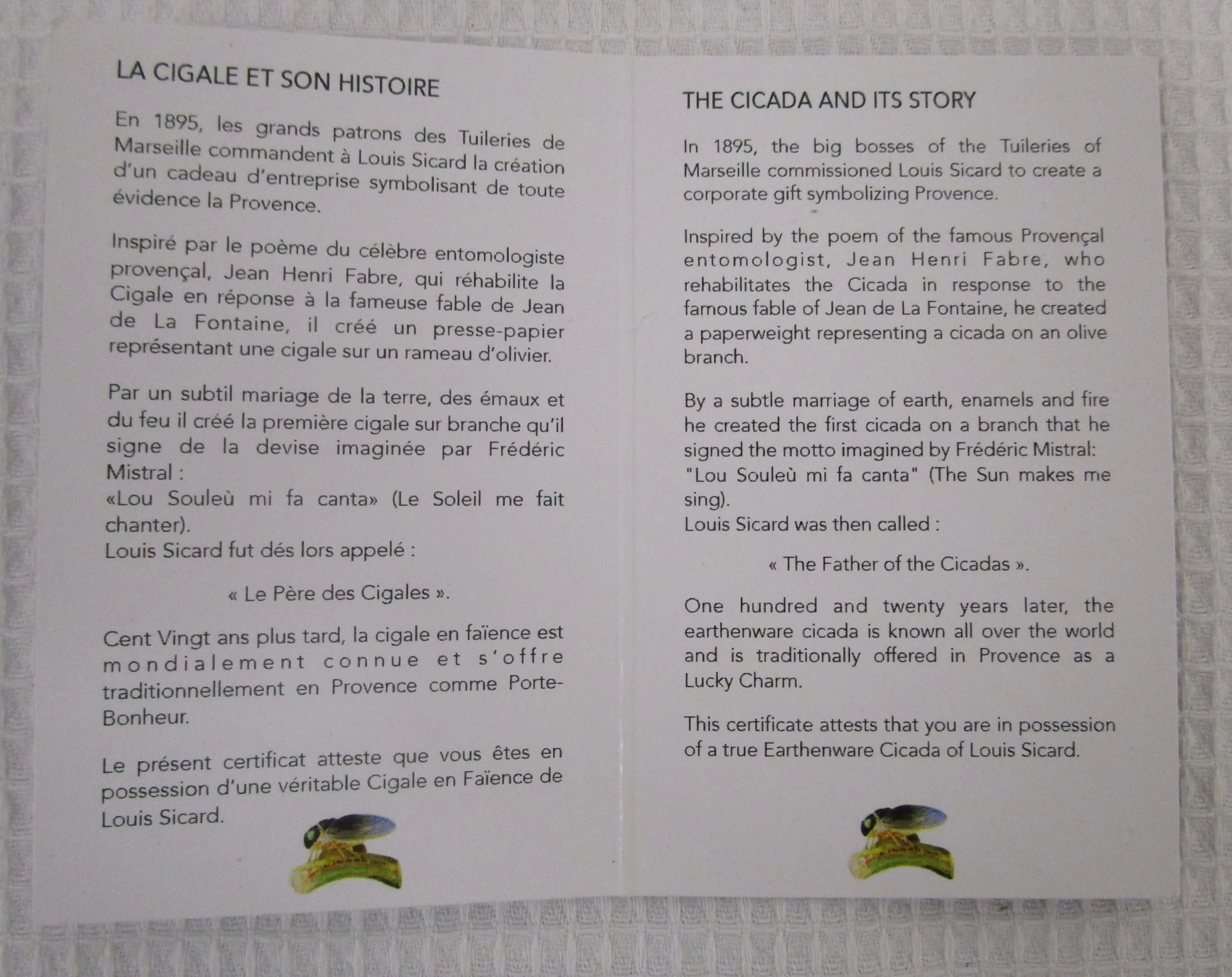 Cicadas - from France - Authenticated Original Louis Sicard Cigale Design