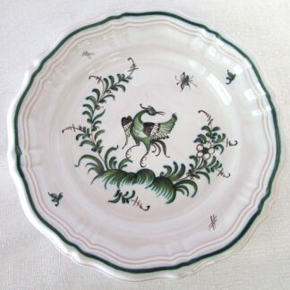 Moustiers Side Plate Green Bird on Hill