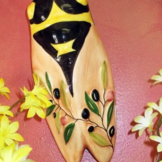 Ceramic  Cicada  | Olive Design | Color: Soft Orange
