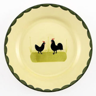 Zeller Keramik Hahn und Henne Speiseteller Teller Plate ca 24,5 cm Ø