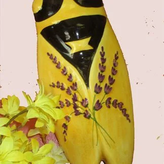 Ceramic  Cicada (Cigale)  |  Lavender Design  | Color:  Yellow