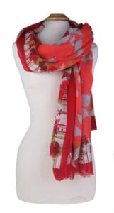 Scarf - Wool/Silk- Guinea Hen - Red