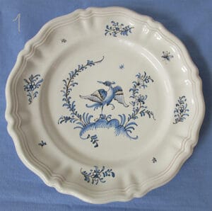 Moustiers Dinner/Wall Plate - Blue - Bird on Mountain