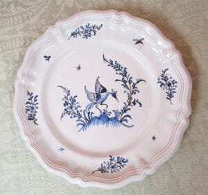 Moustiers Dinner/Wall Plate - Blue - Bird on Mountain