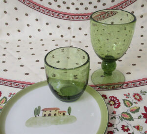 Sorgues Bubble Tumbler (Goblet) and Wine Glass -  Green