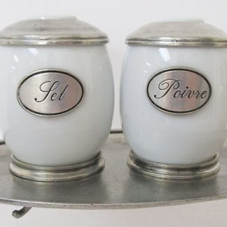 Salt & Pepper Shaker Set (Porcelain and Pewter)