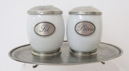 Salt & Pepper Shaker Set (Porcelain and Pewter)