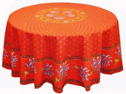 LeCluny Coated Round Tablecloth - Lavender - red