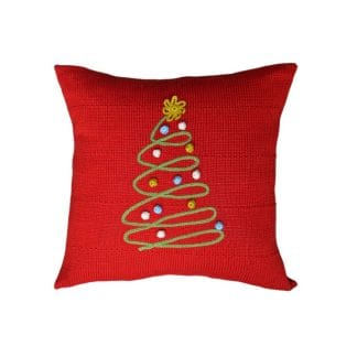Red Christmas Pillow w/Tree design - 12" Red Christmas Pillow w/Tree design - 12"