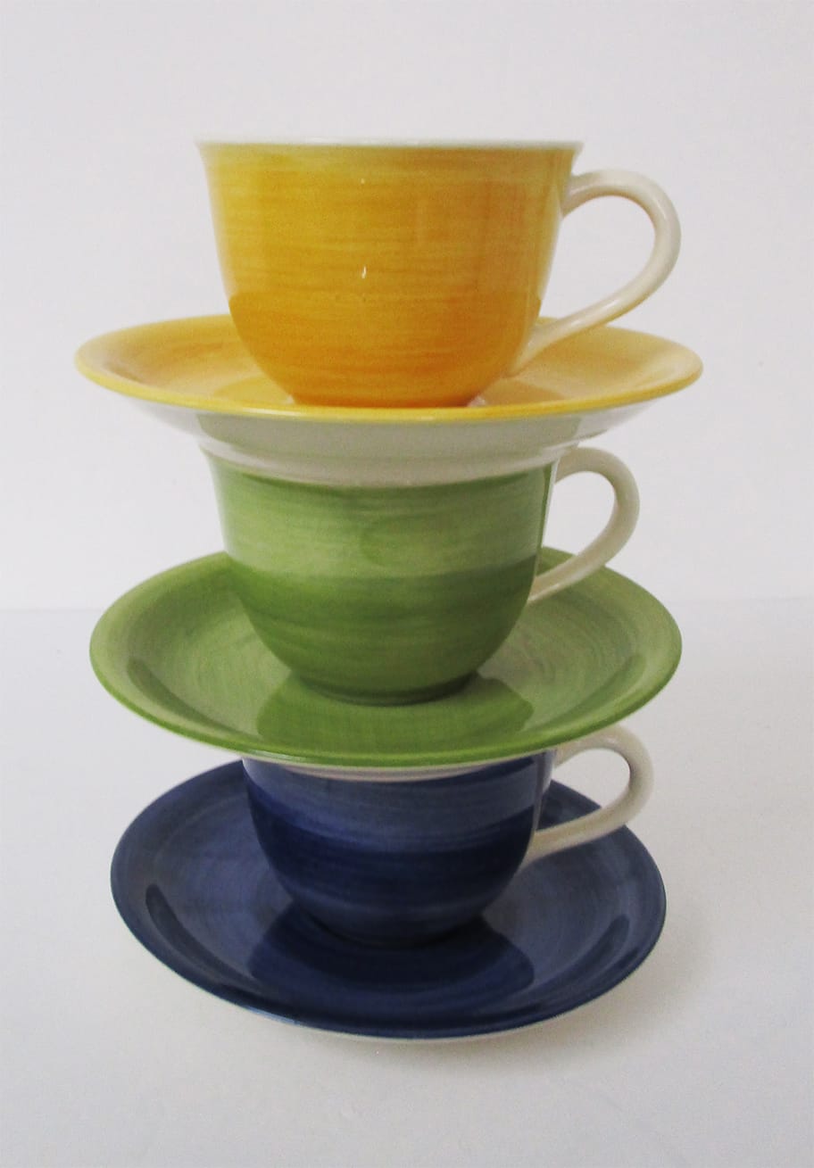 Zeller Keramik | Cappucino Cup w/Saucer | Design: "Colors" Zeller Keramik | Cappucino Cup w/Saucer | Design: "Colors"