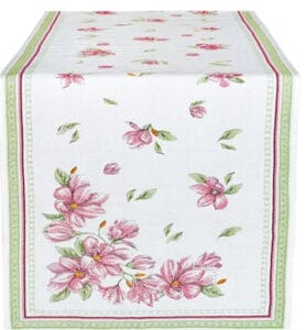 Table Runner - Magnolia Flowers (Rose)- Jacquard