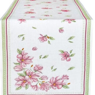 Table Runner - Magnolia Flowers (Rose)- Jacquard
