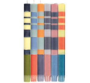 Candle Set of 4- Non Drip - striped - various colors