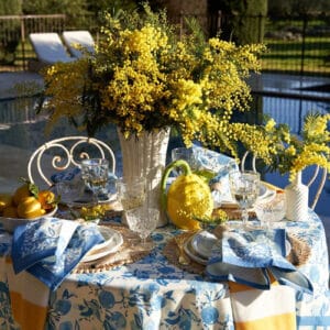 Table Cloth - square - Citron blue (Lemon design)