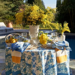 Table Cloth - square - Citron blue (Lemon design)