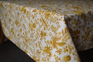 Le Cluny -Treated Rectangular Table Cloth - Versailles Yellow/white
